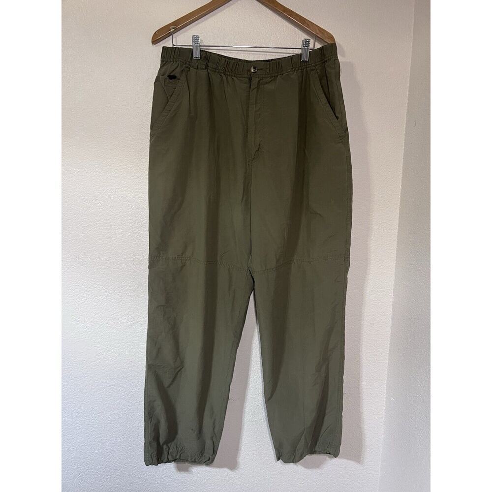 Outer Rim Men XL Cargo Pants Olive Green Lined Baggy Loose Bungie Outdoors Nylon